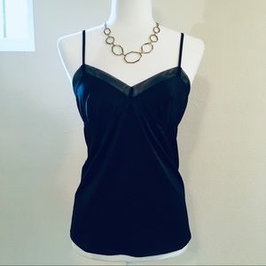 Gap Body Black Mesh-Trim Satin Cami